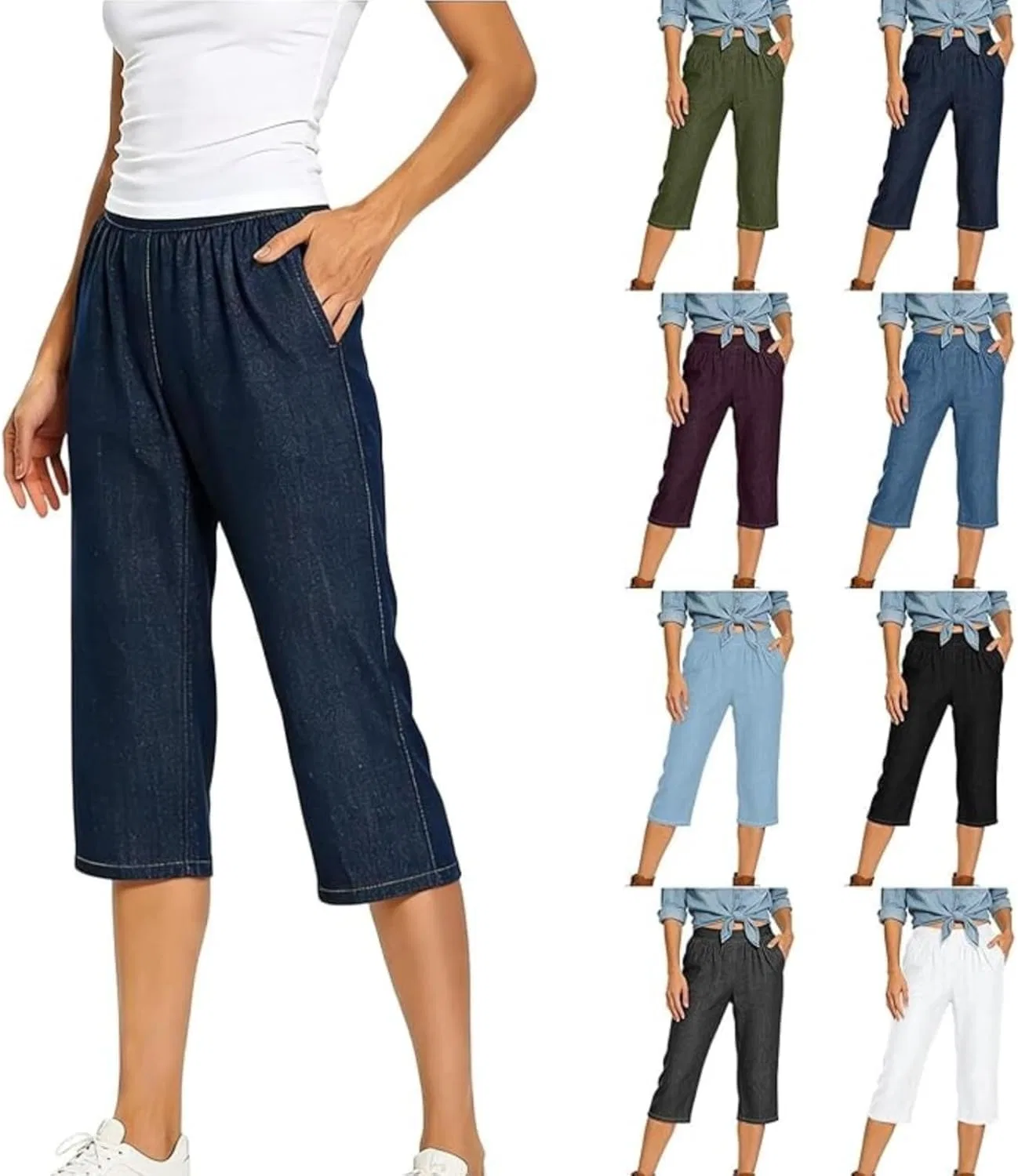 Штаны прямые широкие, Casual, Dark Blue