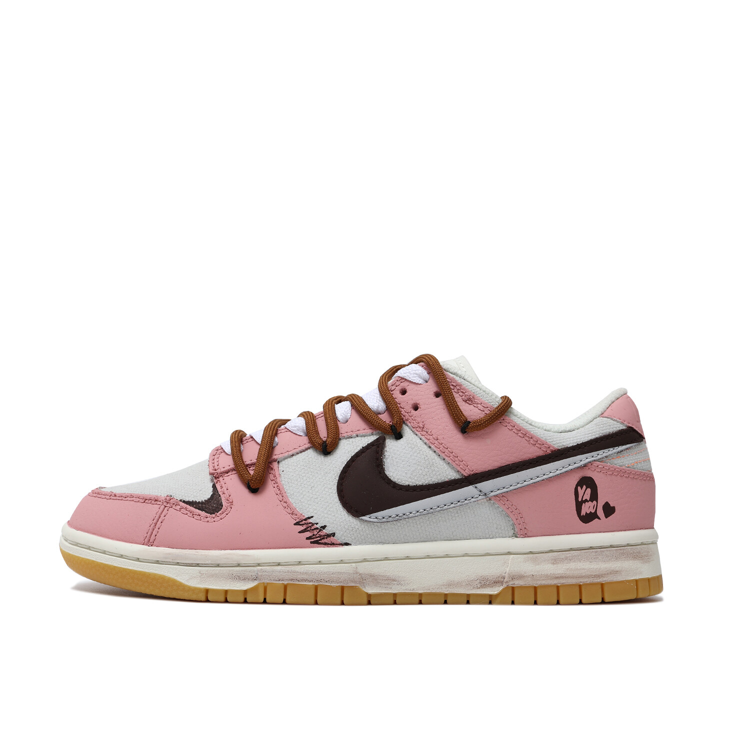 

Кроссовки Nike Dunk Skateboarding Shoes Unisex Low-top White/Brown, розовый