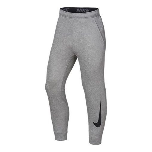 

Брюки windproof solid color casual sports logo fleece lined long pants gray Nike, серый