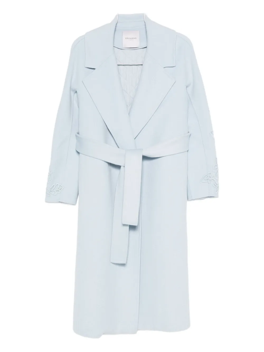 

Пальто с цветочной вышивкой и поясом Ermanno Firenze, синий