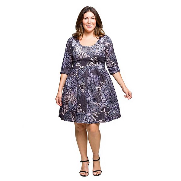 

Платье Plus size с рукавом три четверти 24Seven Comfort Apparel, Gray Multi