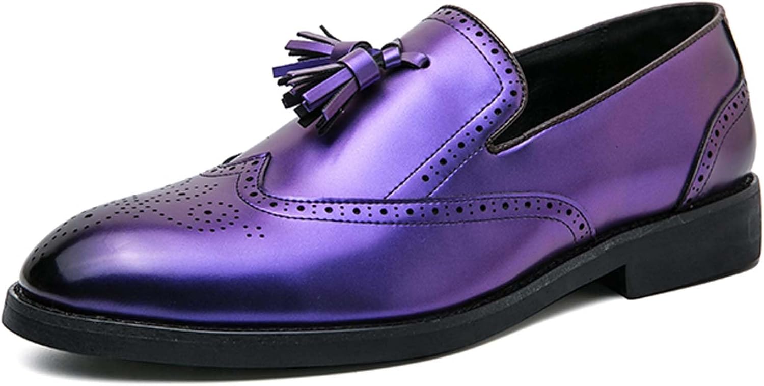 

Мужские лоферы Penny, модные заостренные повседневные туфли для ночного клуба, танцев, слипоны из кожи, легкие, дышащие, с кисточками, деловые офисные формальные туфли Generic, фиолетовый
