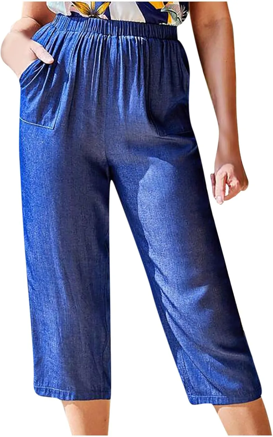 

Летние джинсы-капри с высокой талией