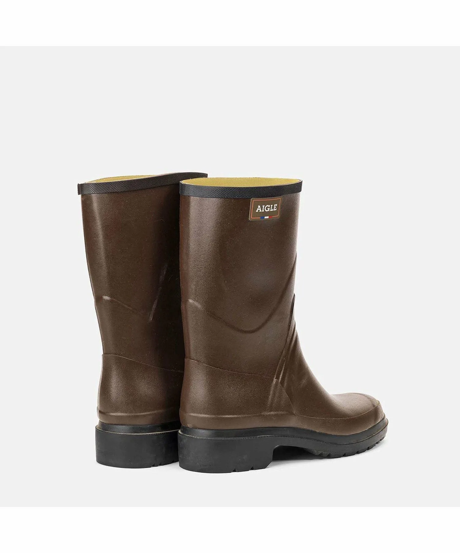 Резиновые сапоги средней длины Bison 2 на низком каблуке Aigle, brown — фото 2