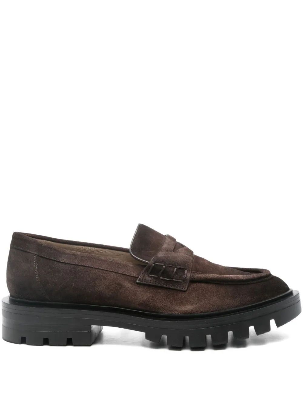 Лоферы из замши с перемычкой Santoni, коричневый