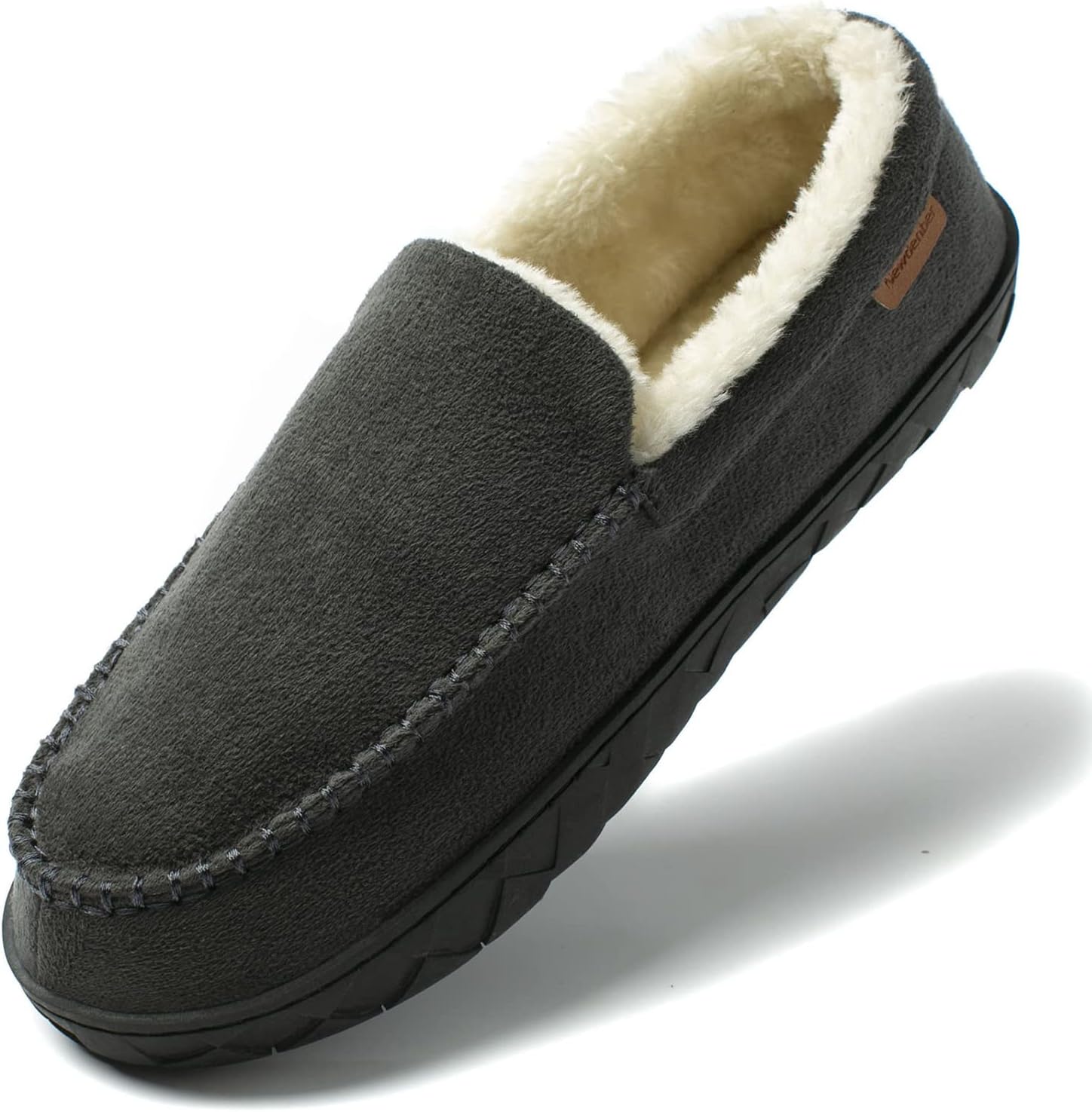 

Мокасины для мужчин NewDenBer с теплой подошвой из мемори-пены, замшевые, мягкие, с плюшевой подкладкой, на пуантах, для дома и улицы, серый