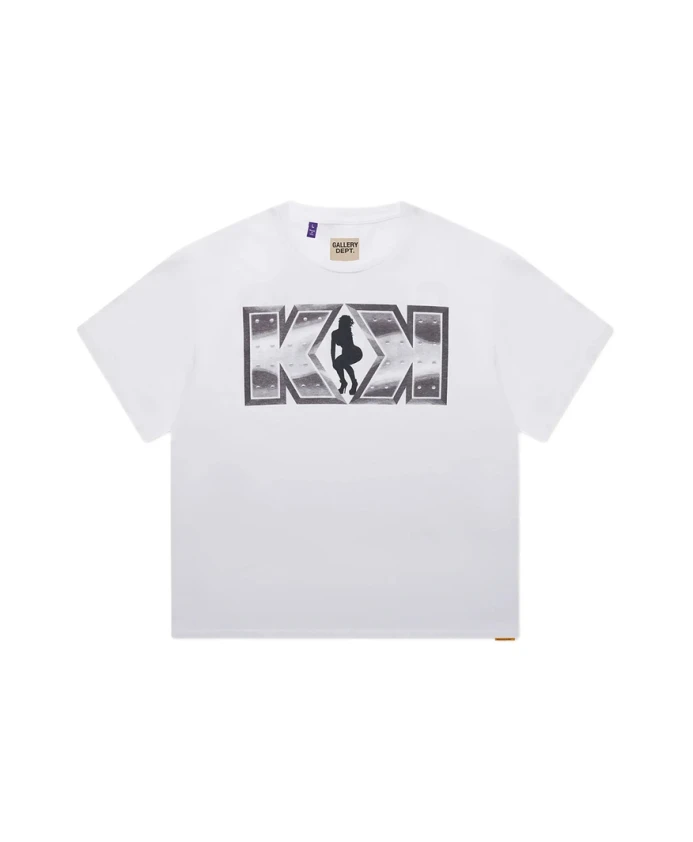 

Белый пуловер с графическим принтом и короткими рукавами. Gallery Dept., белый