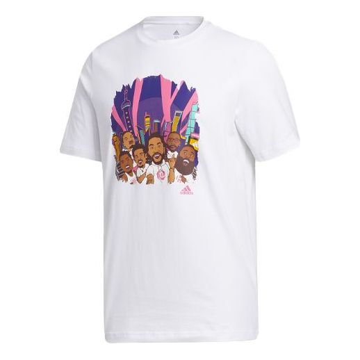 

Футболка shanghai tee cartoon printing basketball sports short sleeve white Adidas, белый