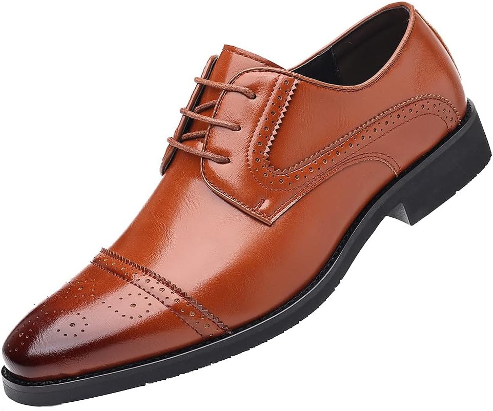 

Мужские оксфорды Santimon Semi-Brogue из кожи с крыловидным носком для официальных мероприятий, Tan