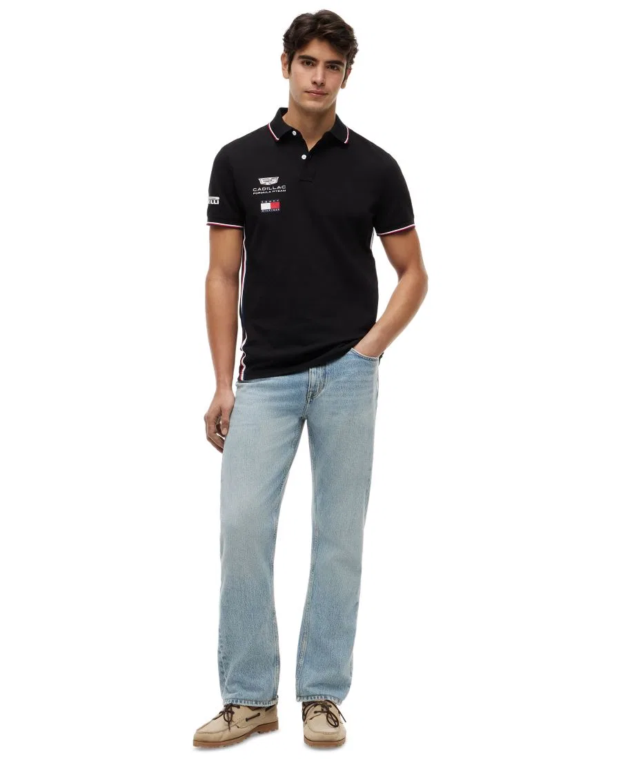 Мужская реплика поло Cadillac F1 с коротким рукавом Tommy Hilfiger, черный