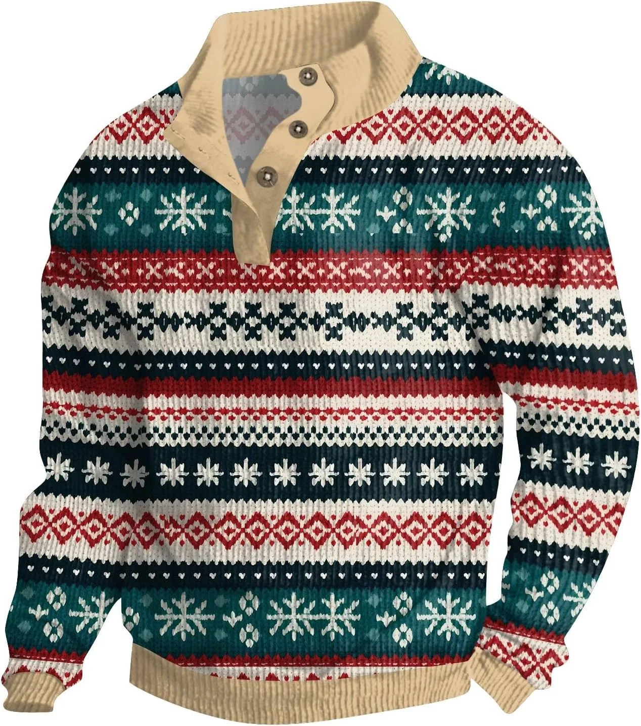 

Свитер мужской рождественский с воротником стойкой на пуговицах