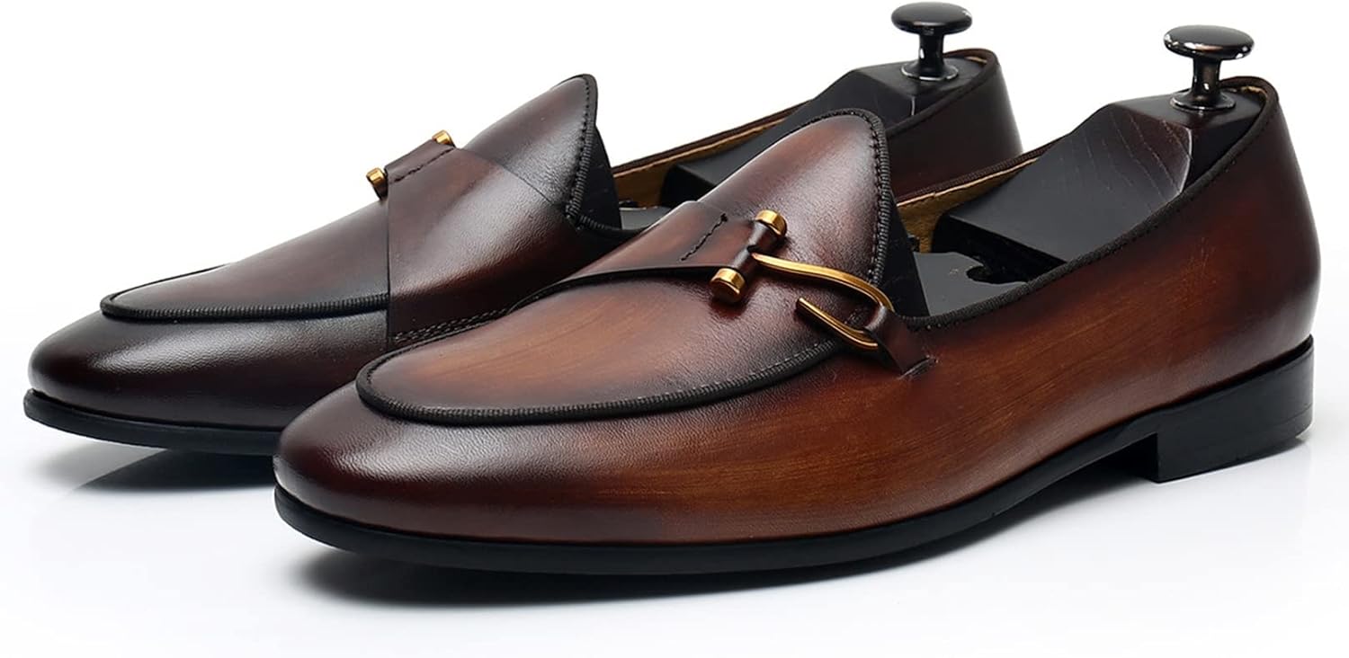 

Мужские лоферы TTiiLoe из натуральной кожи, обувь-монах для офиса, (Цвет: кофе, Размер: 40), 40 Coffee