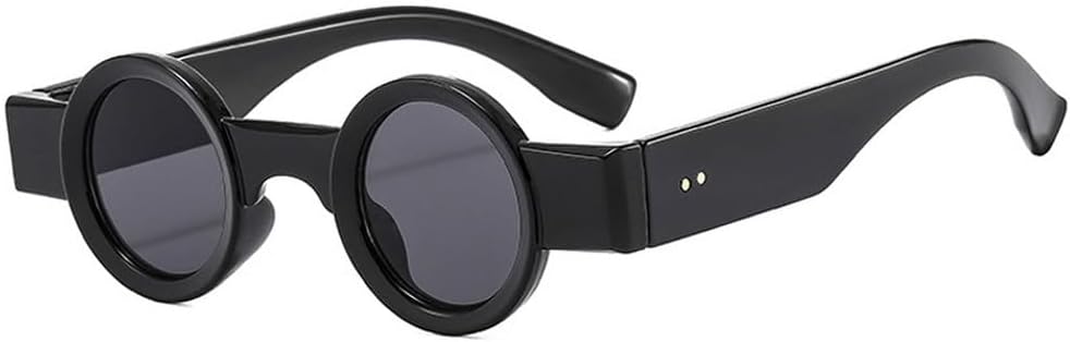 

Популярные модные маленькие круглые солнцезащитные очки для женщин в стиле ретро-панк, солнцезащитные очки UV400 для мужчин, прозрачные линзы Ocean, модные солнцезащитные очки с заклепками TKKTLLT, Black Grey