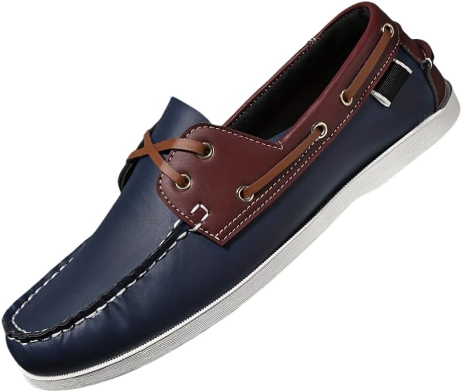 

Мужские лоферы, повседневные туфли на шнуровке, подходящие для всех сезонов, с большим размером и круглым носком, резиновая подошва, PU подошва, ретро-стиль, подходят для повседневной носки, бизнеса и офиса Hoalox, синий