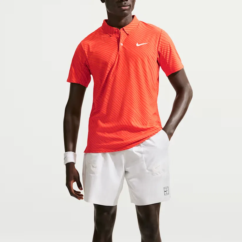 Теннисное поло Court Slam мужское Dri-FIT Adv Nike, Lawn Orange/Lawn Orange/White — фото 3