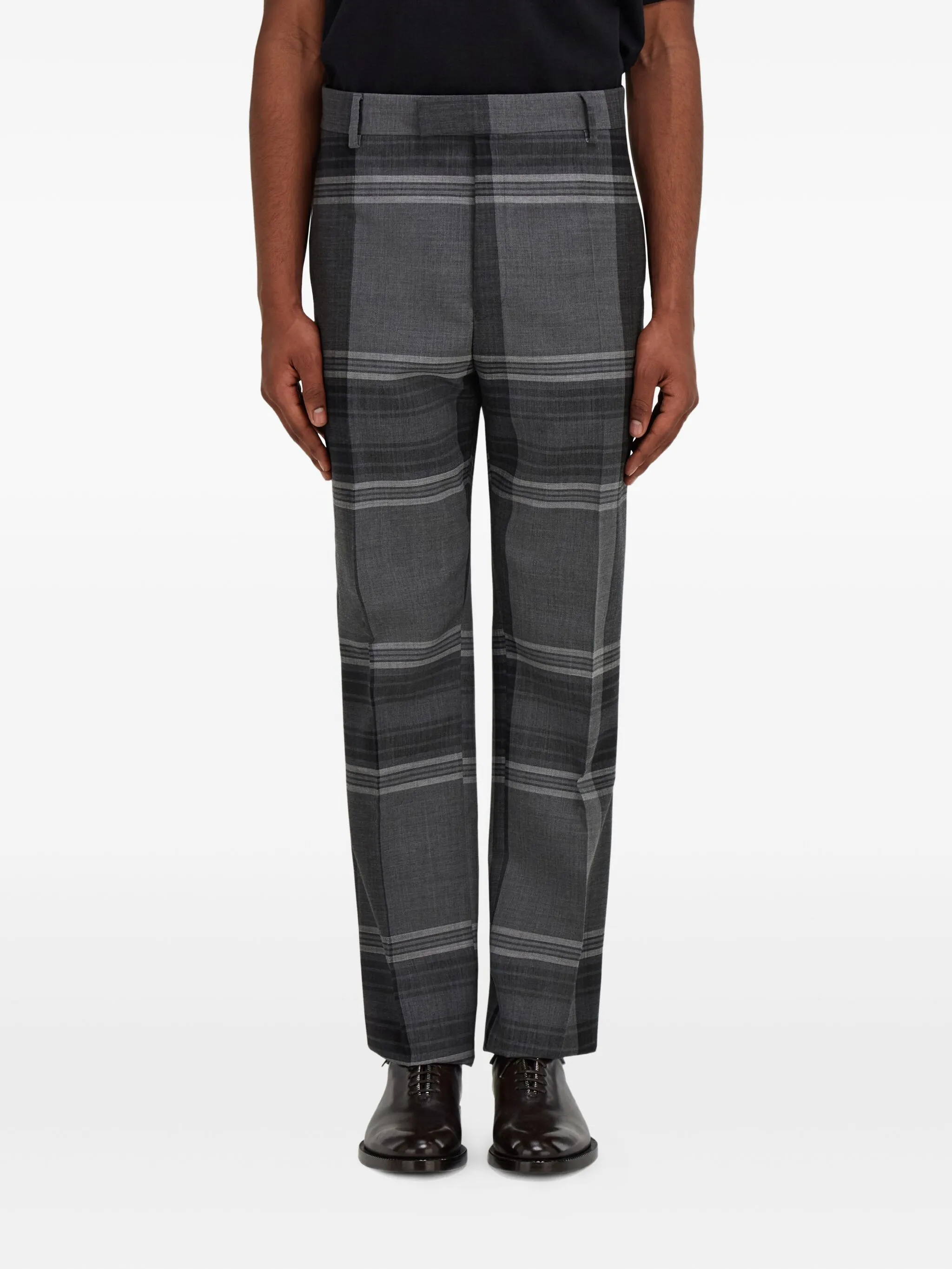 

Клетчатые брюки строгого кроя Ferragamo, черный