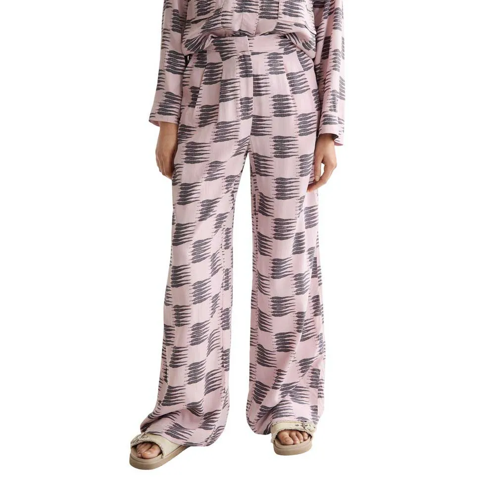 

Брюки Scotch & Soda Eleni Wide Leg Pyjamas high waist, розовый
