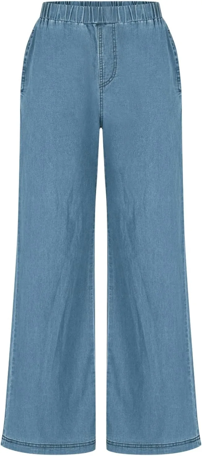 Широкие джинсы для женщин Casual Baggy High Waisted Boyfriend Straight Leg с эластичным поясом