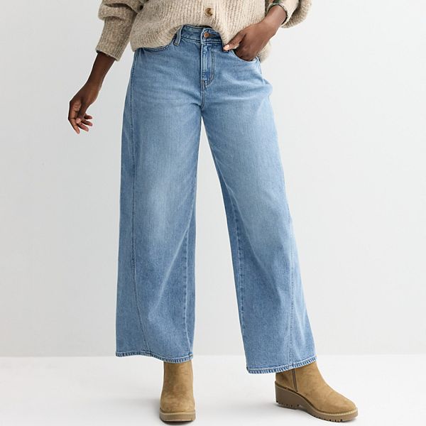

Женские джинсы mid rise с широкими штанинами и швами Sonoma Goods For Life, Medium Wash