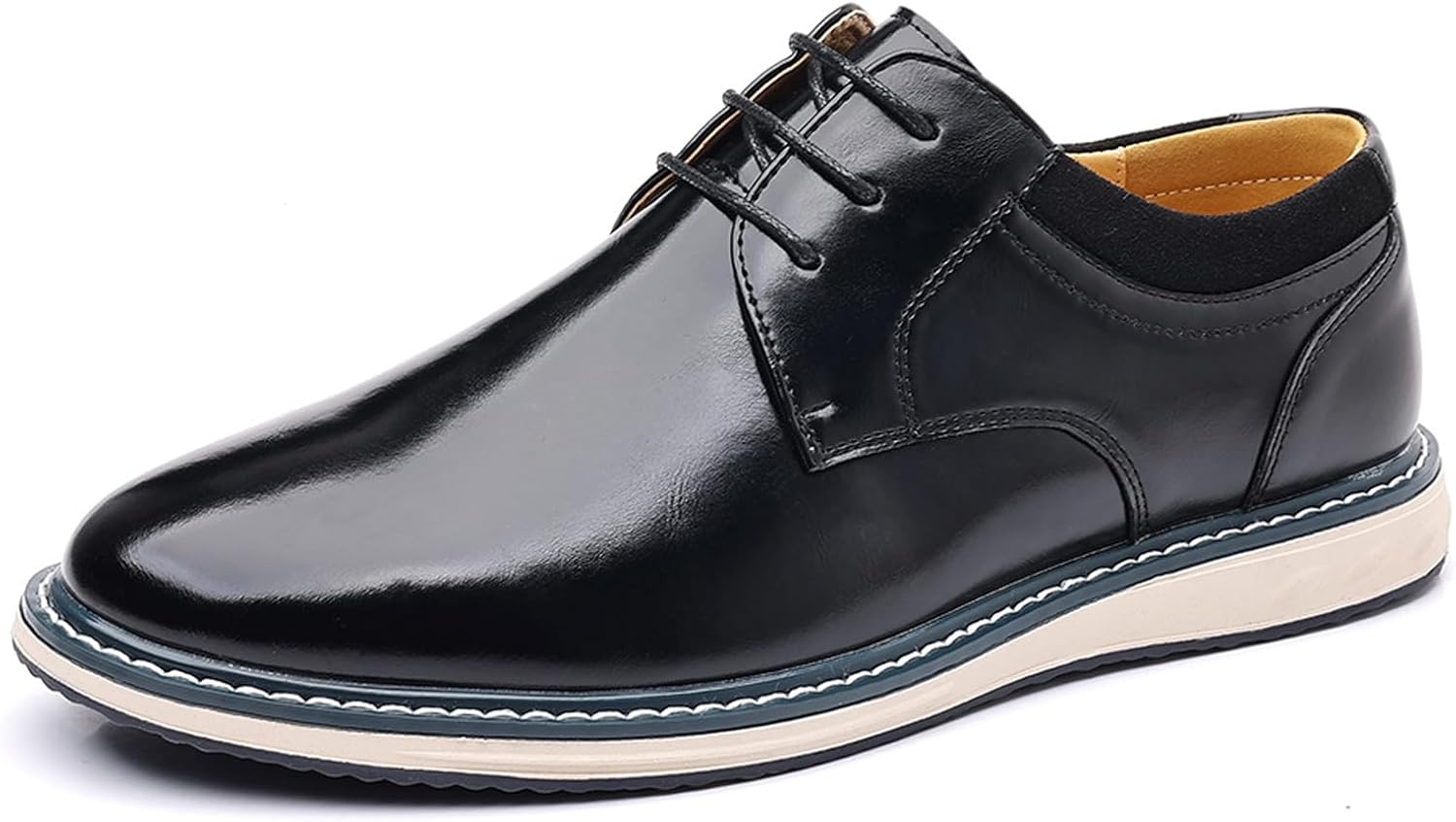 

Мужские классические туфли-оксфорды на шнуровке из полированной кожи, модные, с плоской подошвой, низкие, мягкая подошва, туфли, кроссовки для торжественных мероприятий, вечеринок, повседневные, деловые, дерби под смокинг Tznbgge, черный