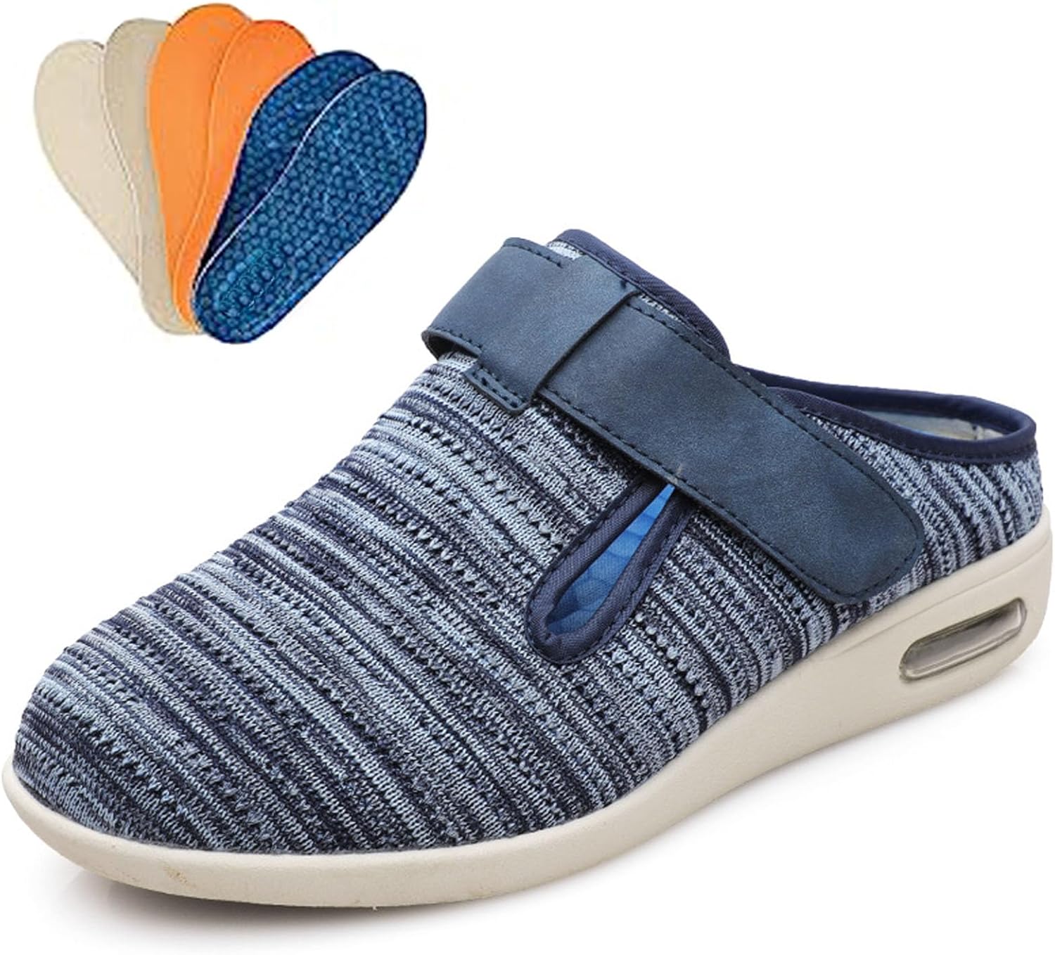 

Мужские кроссовки бумуам с широкой колодкой, регулируемой застежкой, легкие, для широкой стопы, прогулочные обувь при отеках, с регулируемым ремешком, легко надевать/снимать, с 3 парами сменных стелек, размер мужчины 5/женщины 6 Bumuam, светло-г...