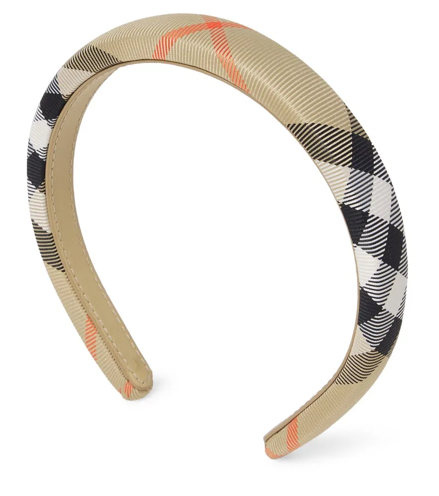 Повязка на голову в клетку Burberry Burberry Kids, бежевый