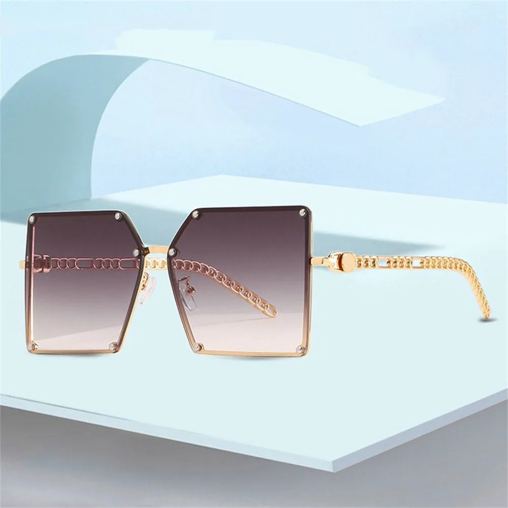 

Женские солнцезащитные очки без оправы, стильные винтажные очки большого размера с градиентным переходом цвета, модные женские солнцезащитные очки KTUCN, Gold-gray