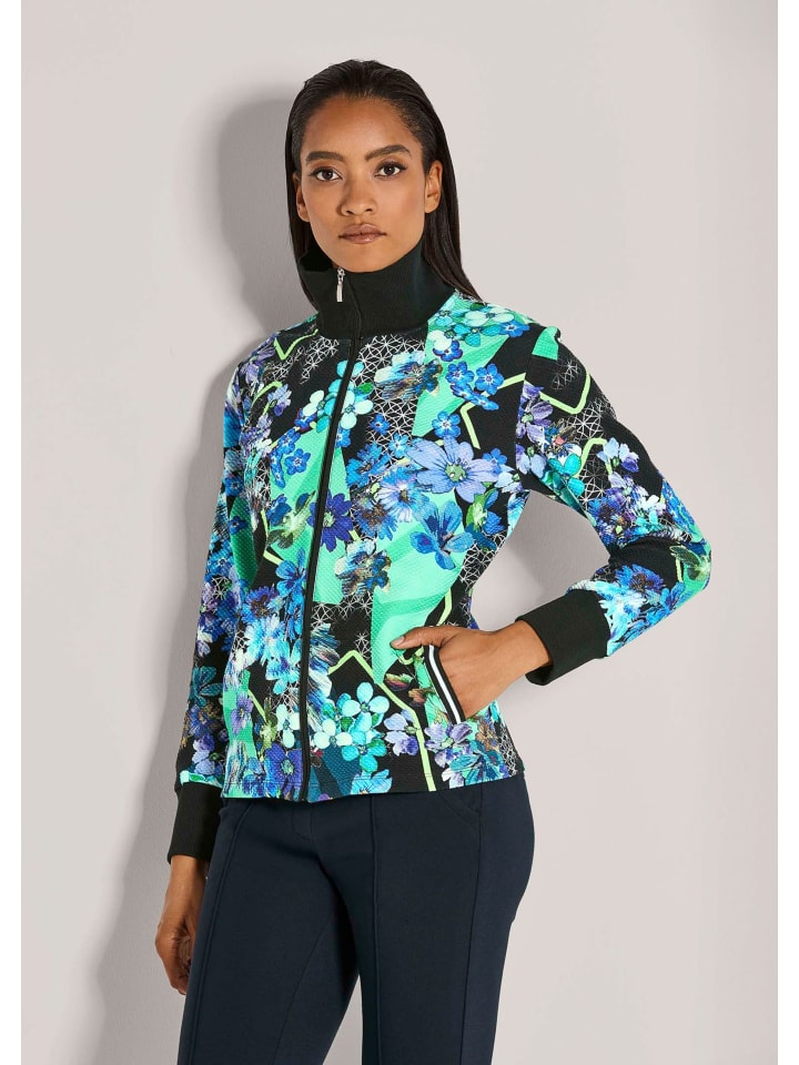 

MADELEINE Эластичная куртка с цветочным принтом и застежкой-молнией, бирюзового/многоцветного оттенка