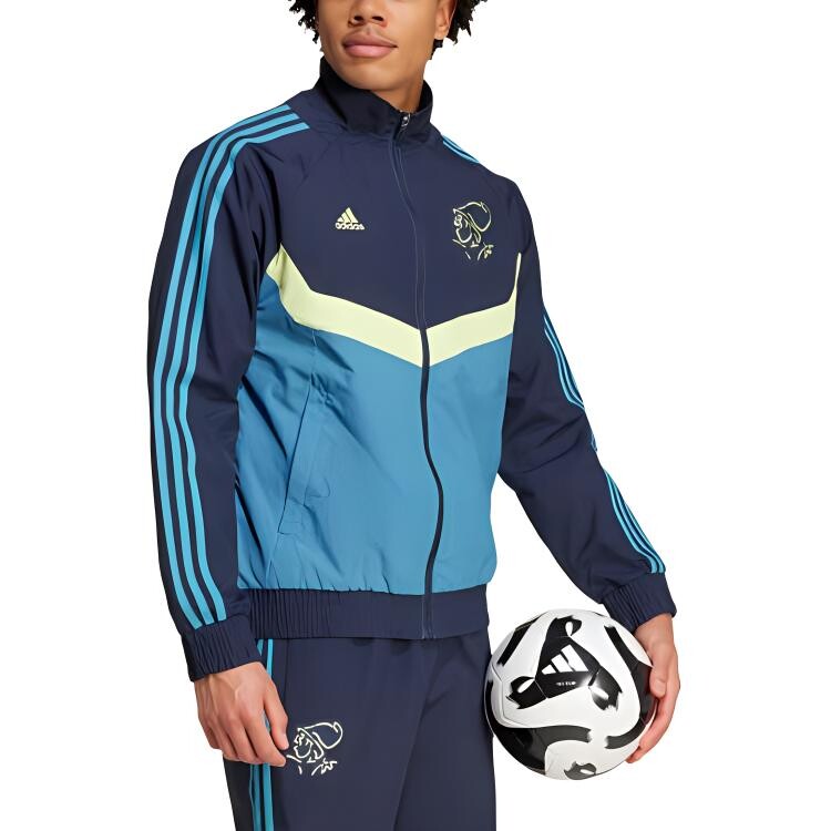 Ajax Amsterdam куртка мужская чернильно-синяя и белая Adidas, черный — фото 4