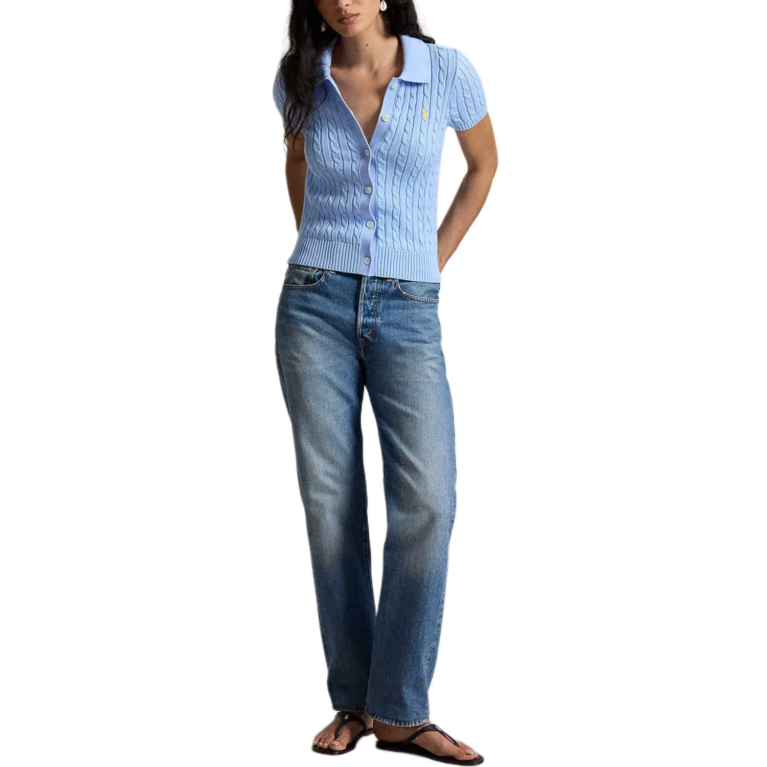 Трикотаж Slim Fit Polo Ralph Lauren Light Blue — фото 3