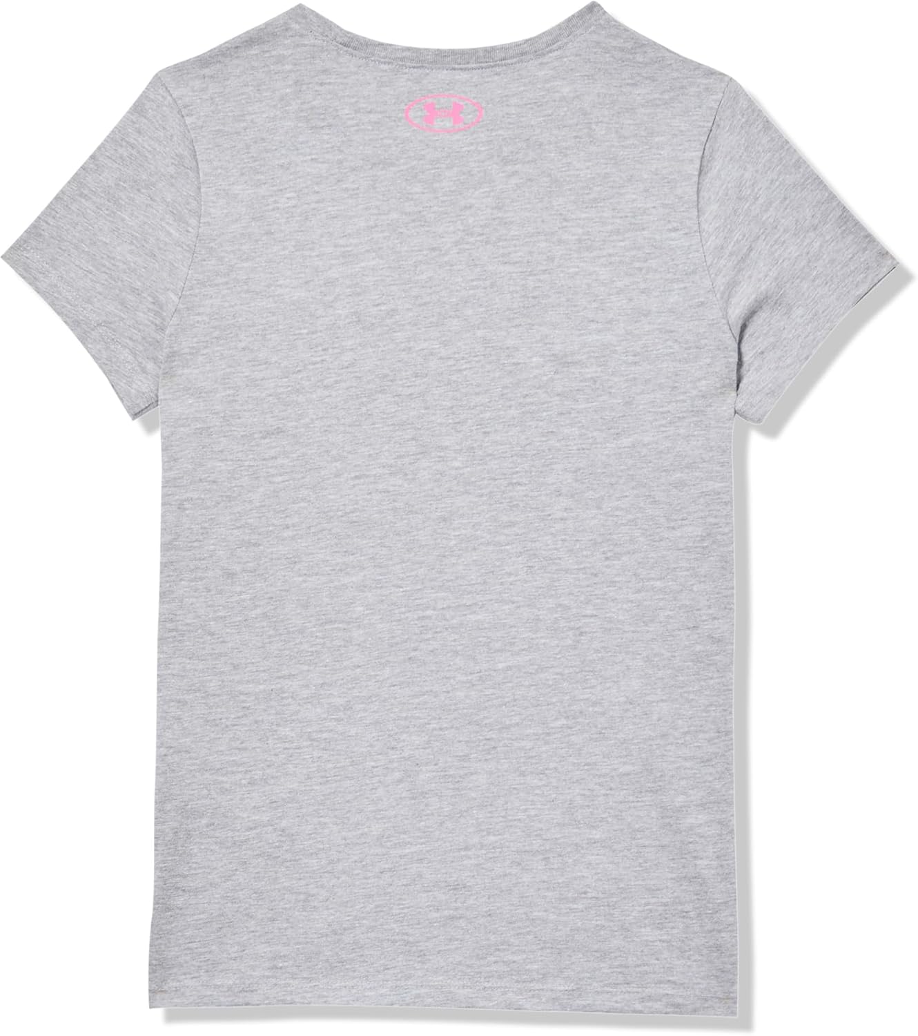 Under Armour Girls Crewneck, легкая и дышащая футболка для спорта, Mod Grey Stacked Logo — фото 3