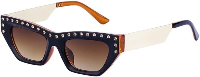 

Женские солнцезащитные очки «кошачий глаз» с защитой от УФ-излучения UV400, полуметаллические солнцезащитные очки для женщин, украшенные стразами, с леопардовым принтом, коричневого цвета LANGSER, Brown