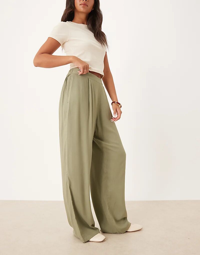 

Брюки ASOS DESIGN оливкового цвета с застежкой