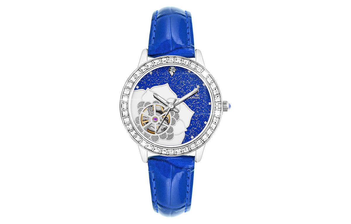 

KANGOL Часы Automatic Mechanical Movement Genuine Leather Strap Watch Women's Watch Blue Dial