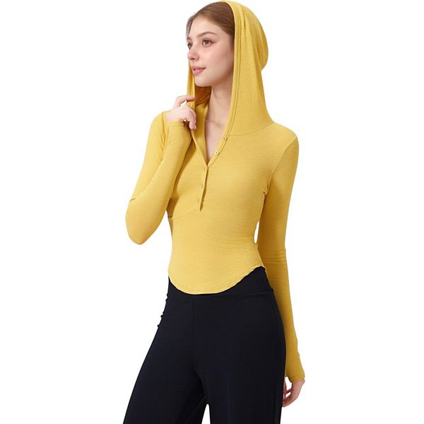 

Женская худи-хенли с длинным рукавом, облегающим кроем и легкой эластичной тканью Anna-Kaci, Yellow, Желтый, Женская худи-хенли с длинным рукавом, облегающим кроем и легкой эластичной тканью Anna-Kaci, Yellow