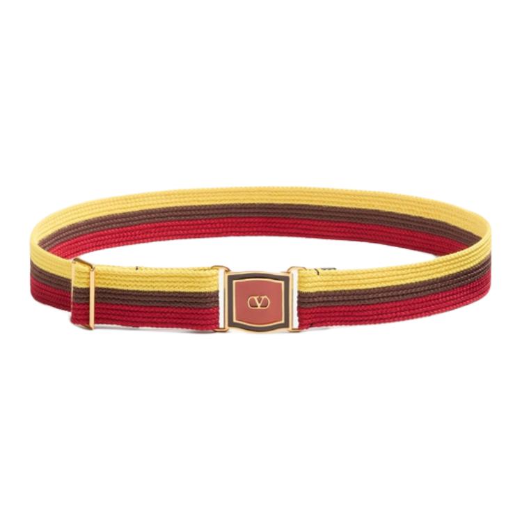 

Valentino Тканевый мужской ремень разноцветный шириной 4 см, Yellow/Brown/Red