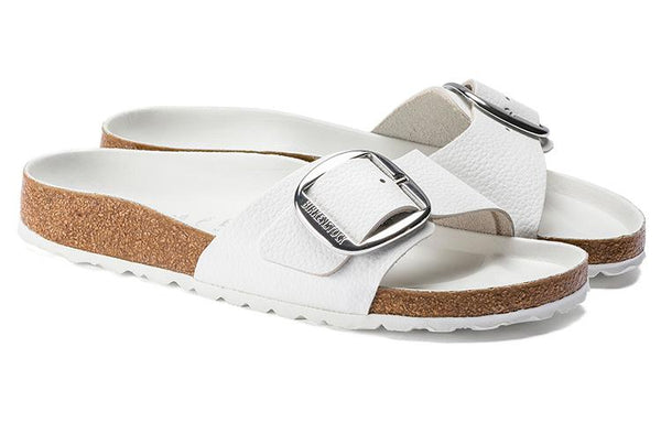 Тапочки madrid big buckle leather narrow fit sandals 'white' Birkenstock, белый — фото 3
