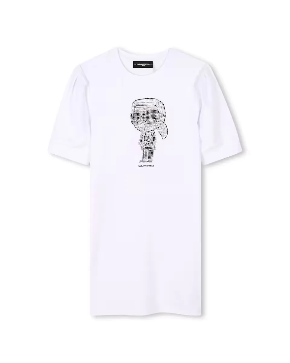 

Белое платье для девочки с короткими рукавами Karl Lagerfeld Kids, белый