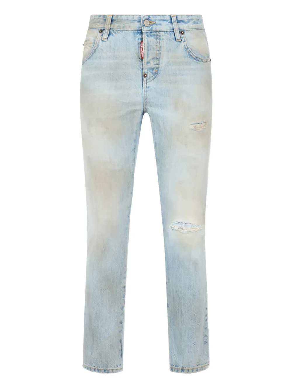 Брюки light wash с эффектом потертости DSQUARED2, синий