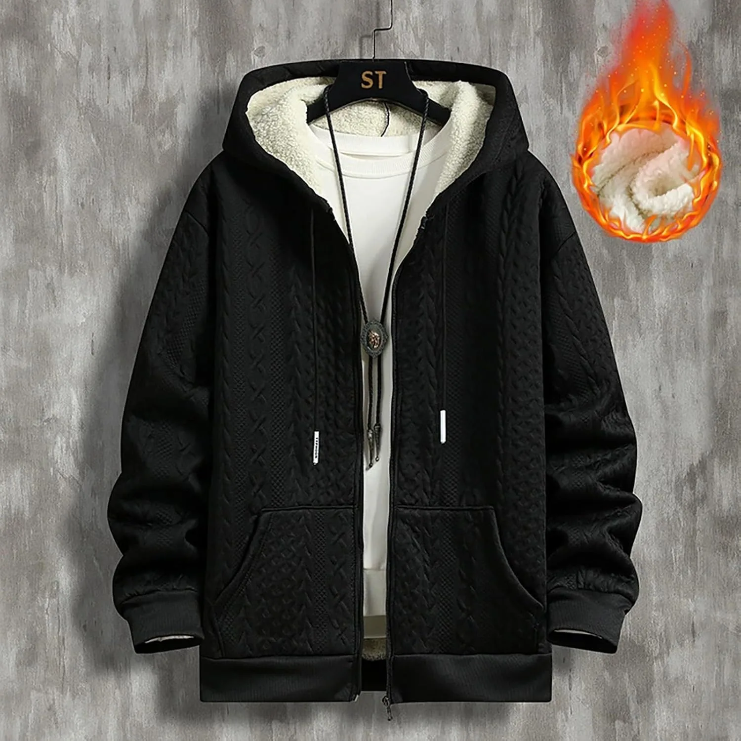 Мужская толстовка с молнией Sherpa Lined Heavyweight Waffle Knit Fleece — фото 2