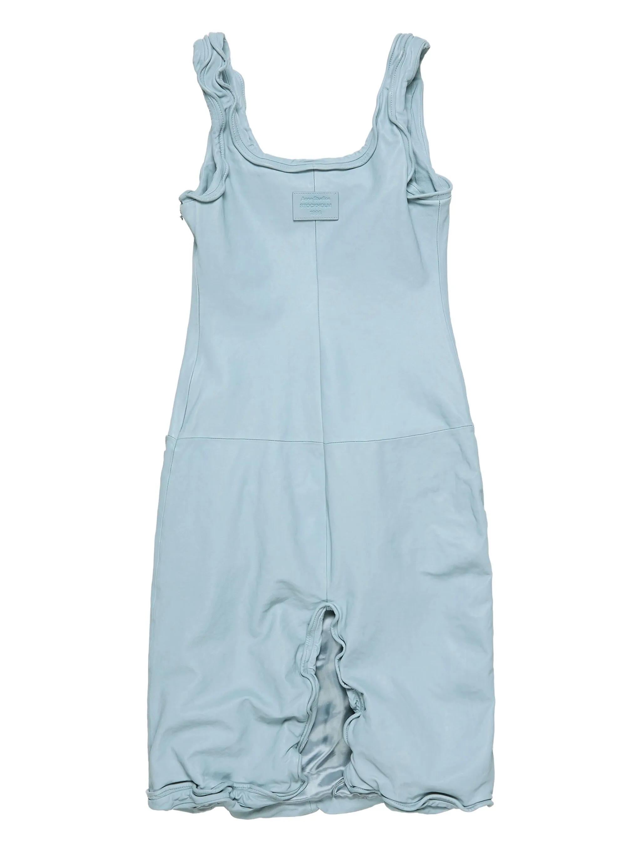 

Кожаное платье с оборками Acne Studios, синий