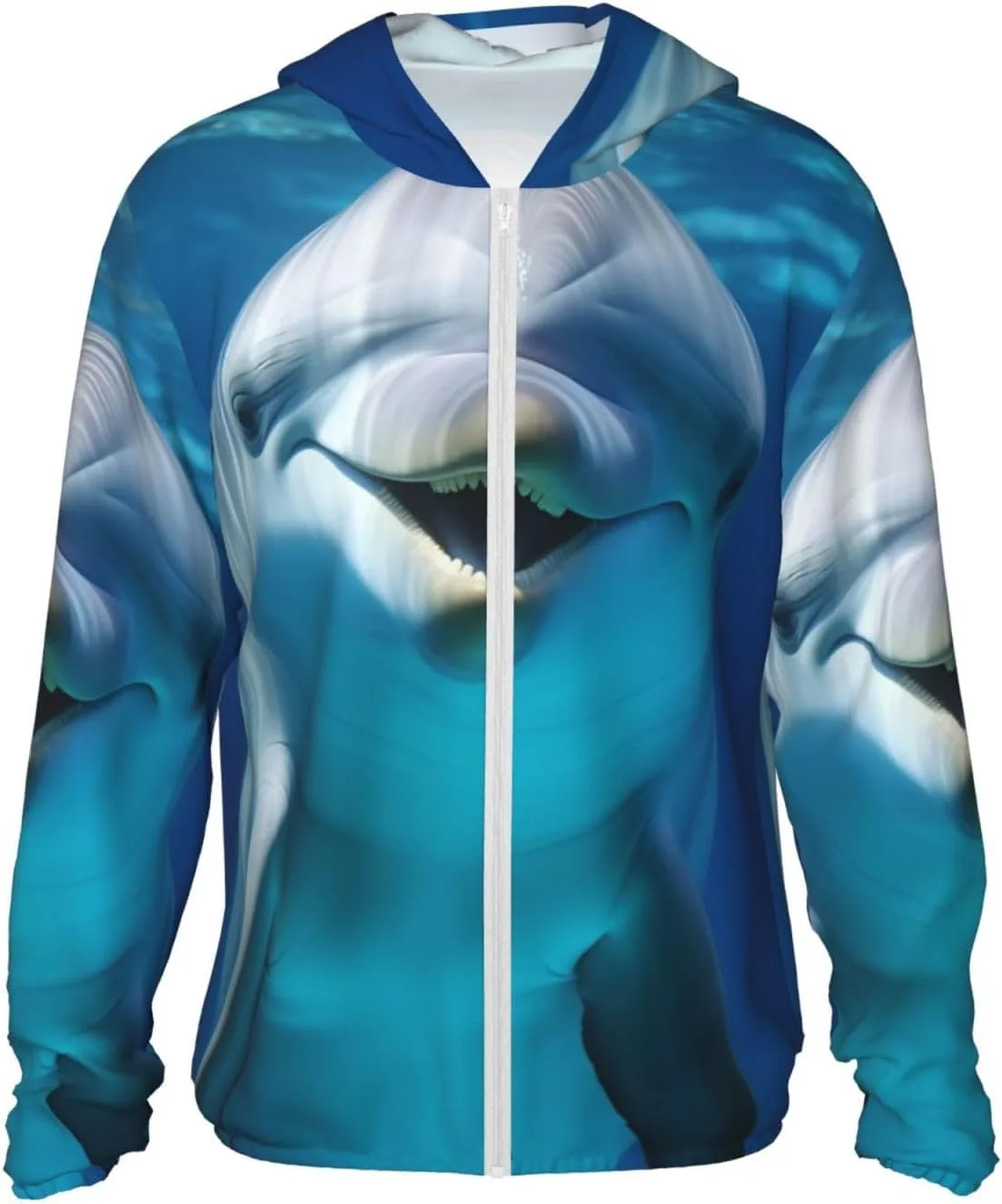 

Толстовка с капюшоном Dolphin with Smile, защита от солнца UPF 50+, с длинным рукавом BSCKKDMN