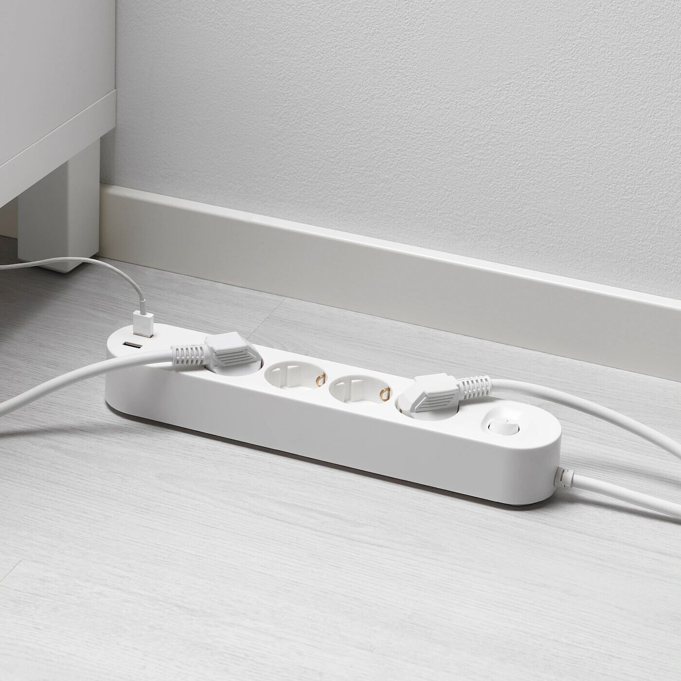 Четырехместная розетка/2 порта USB, белый, 3,0 м, KOPPLA IKEA — фото 2