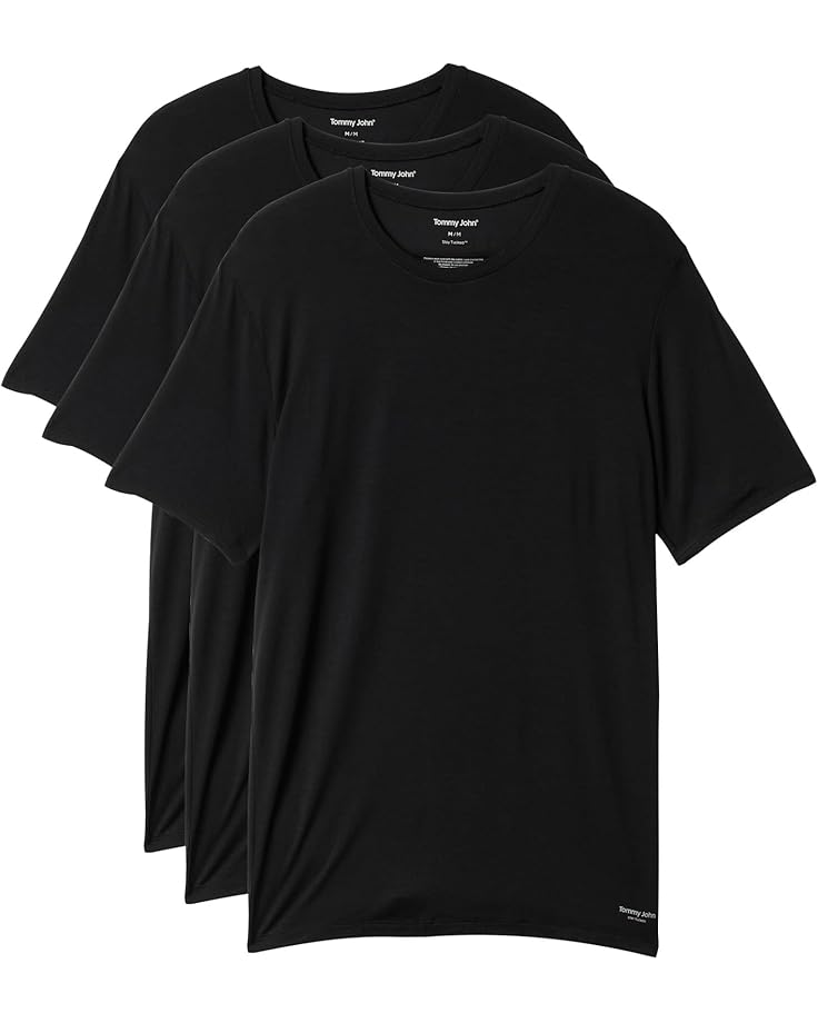 

Рубашка Tommy John Second Skin Modal Crewneck Stay Tucked Undershirt 3-Pack, черный