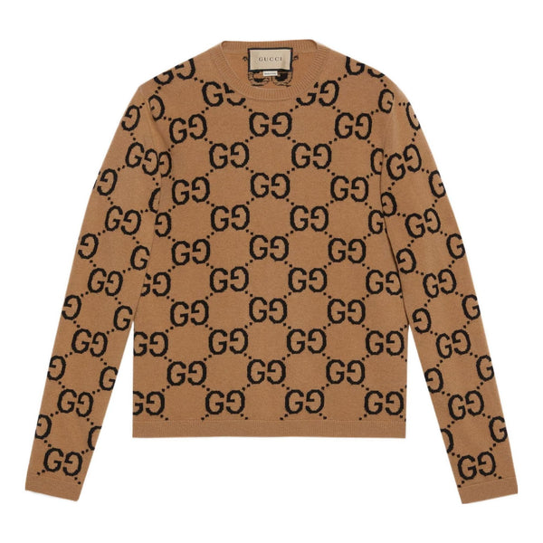 

Свитер gg wool jacquard sweater 'camel black' Gucci, бежевый