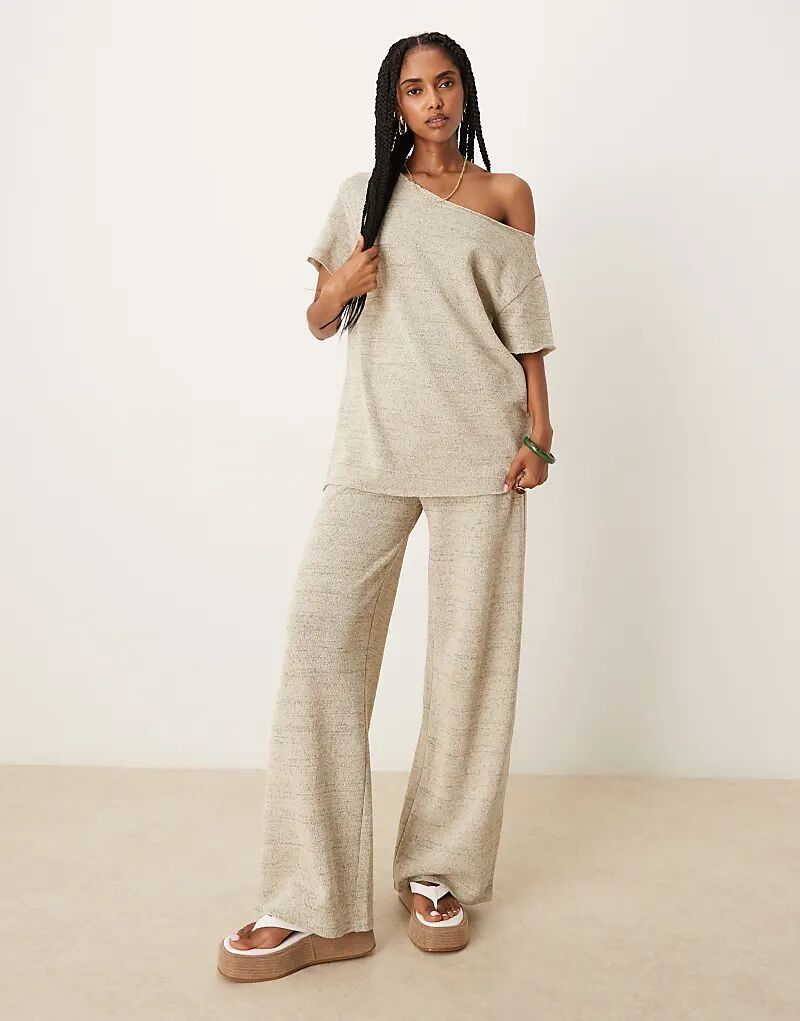 

Широкие трикотажные брюки ASOS DESIGN серого меланжевого цвета