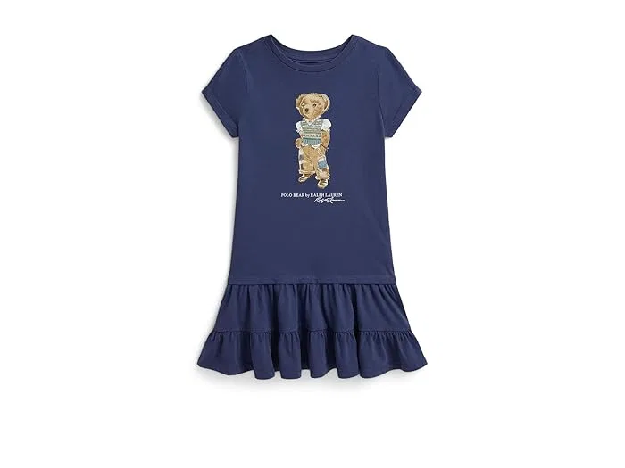 Платье с мишкой хлопковое Polo Bear Tiered Cotton Jersey Dress Polo Ralph Lauren Kids, Old Royal
