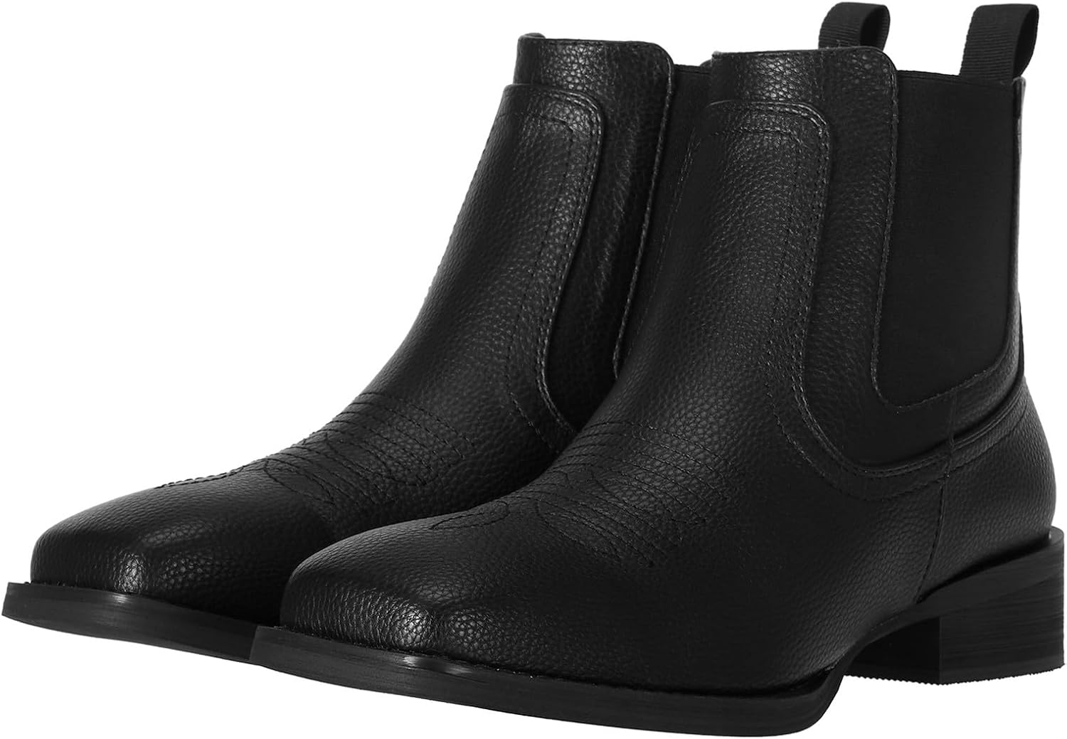 

Мужские ковбойские ботинки J's.o.l.e с квадратным носком, ботинки Челси, повседневные ботинки до щиколотки для мужчин J’S.O.L.E, черный