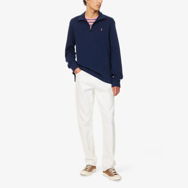 Свитшот Polo Ralph Lauren из хлопкового джерси с вышитым логотипом с воротником на молнии, синий — фото 2