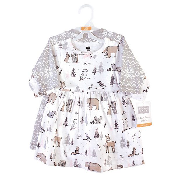 Детское платье с длинным рукавом Infant and toddler girl, 2pk, gray winter forest, 0-3 months Hudson Baby — фото 2